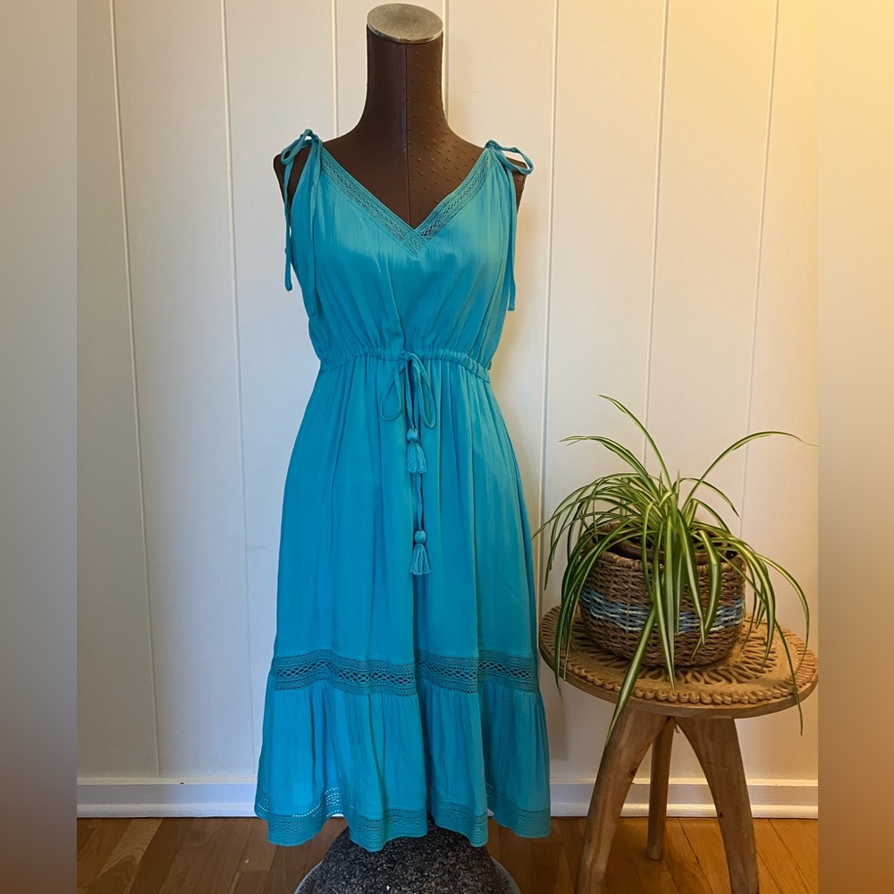 Teal cotton/rayon sundress. Size XS-SM, Hurley